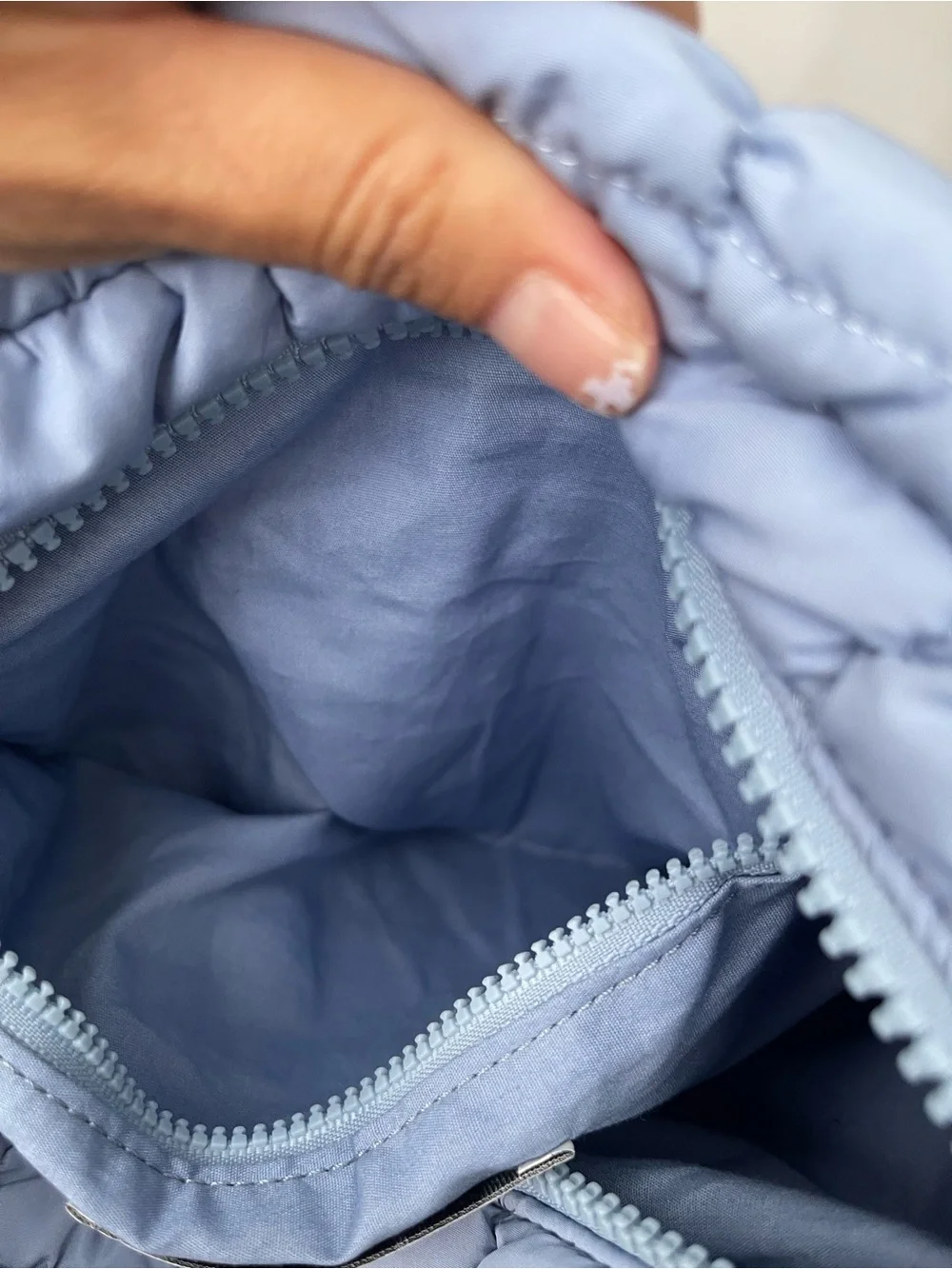NEW COS Mini Quilted Pillowy Textured W/Curve Hobo Silhouette Bag in Light Blue